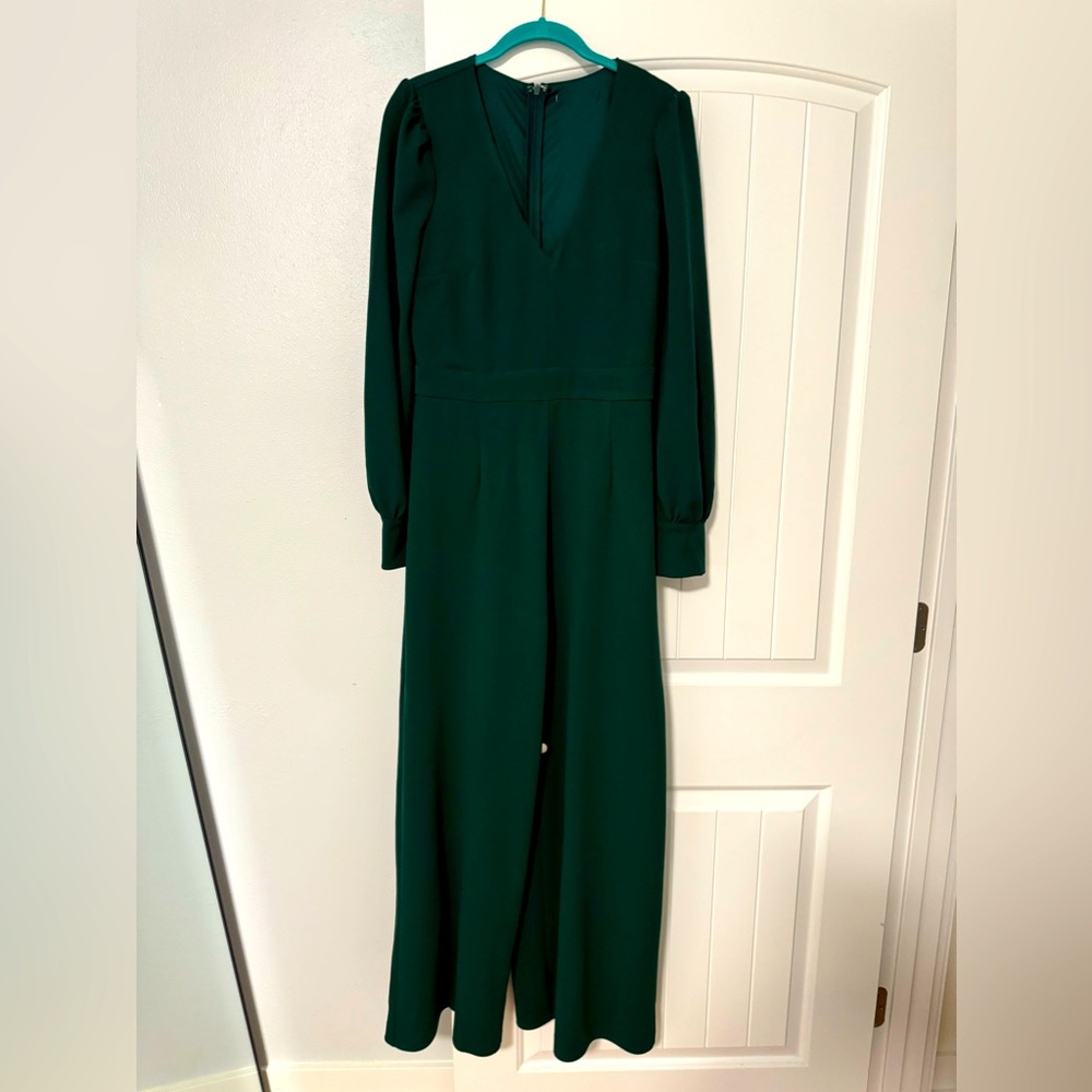 Deep green polyester jumpsuit
